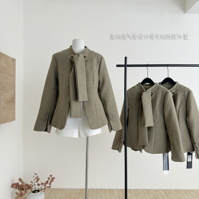 偏甜sasa 2025秋冬新款高级感气质设计感无扣西装外套女款