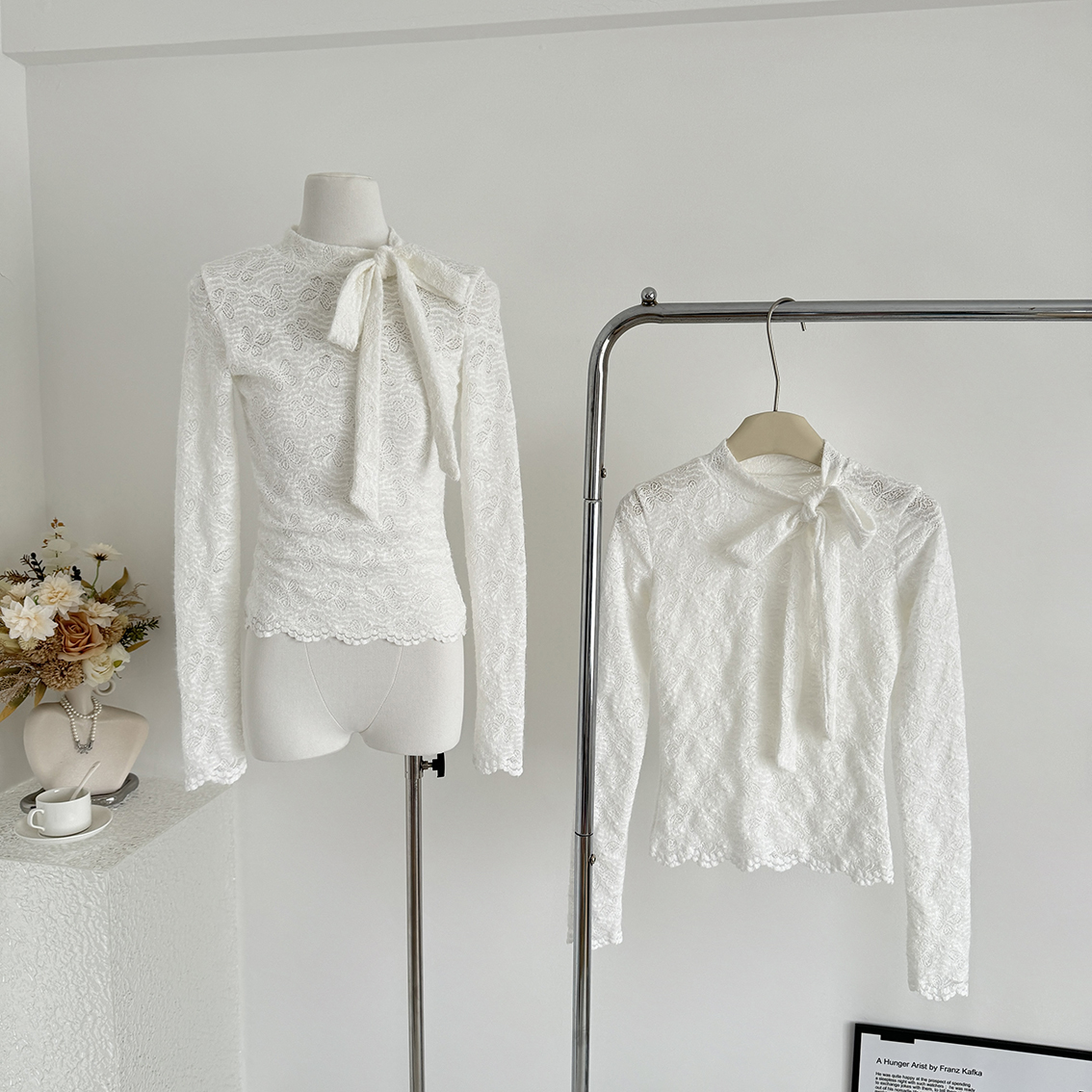 Bull0313一个叁迷雾蝴蝶 蕾丝修身打底衫秋冬T恤蝴蝶结上衣