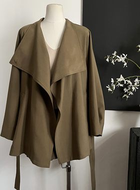 JULY FAIRY 2025年春季新款时尚英伦宽松风衣外套女小个子大翻领