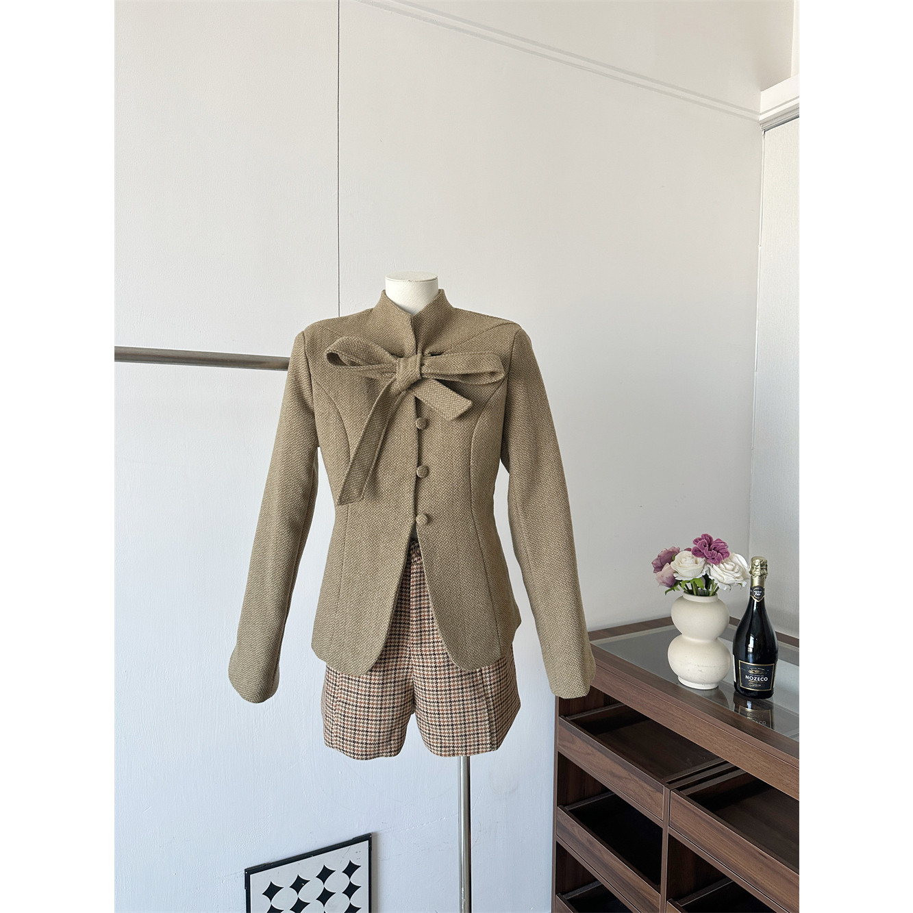 Barb Chill羊毛西装外套毛呢短外套夹棉女冬季老钱风套装新年穿搭