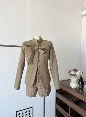 Barb Chill羊毛西装外套毛呢短外套夹棉女冬季老钱风套装新年穿搭