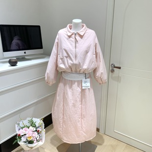 OPENING自制秋冬新款纯色拉链口袋宽松休闲棉服外套+半身裙套装