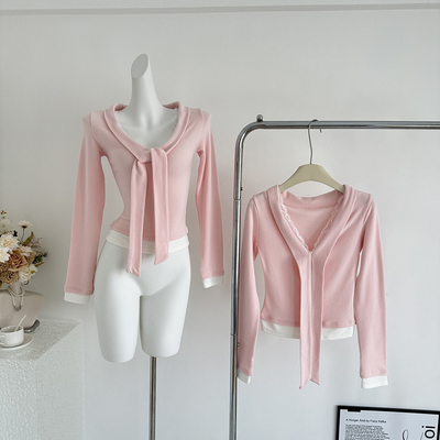 Acaine11/19 20:00 前四小时9折款娇漫韩女 蕾丝V领卫衣