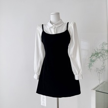 avenement/交叠领法式衬衫/天丝醋酸娃娃领长袖衬衣灯笼袖上衣女