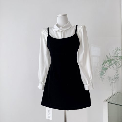 avenement/交叠领法式衬衫/天丝醋酸娃娃领长袖衬衣灯笼袖上衣女