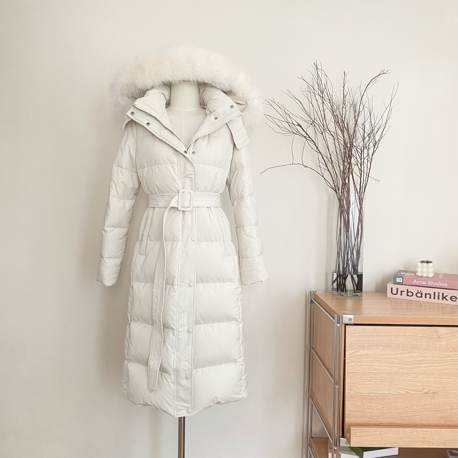 Chill巧儿一眼万年 敲保暖90白鸭绒狐狸毛长款羽绒服