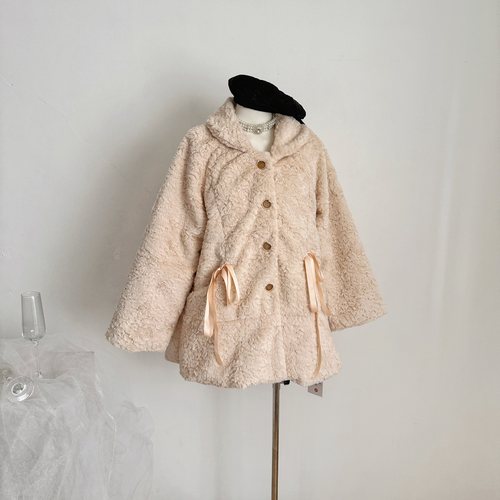 THETURE中古粉貂环保皮草毛毛外套女中长款皮毛一体秋冬新款大衣