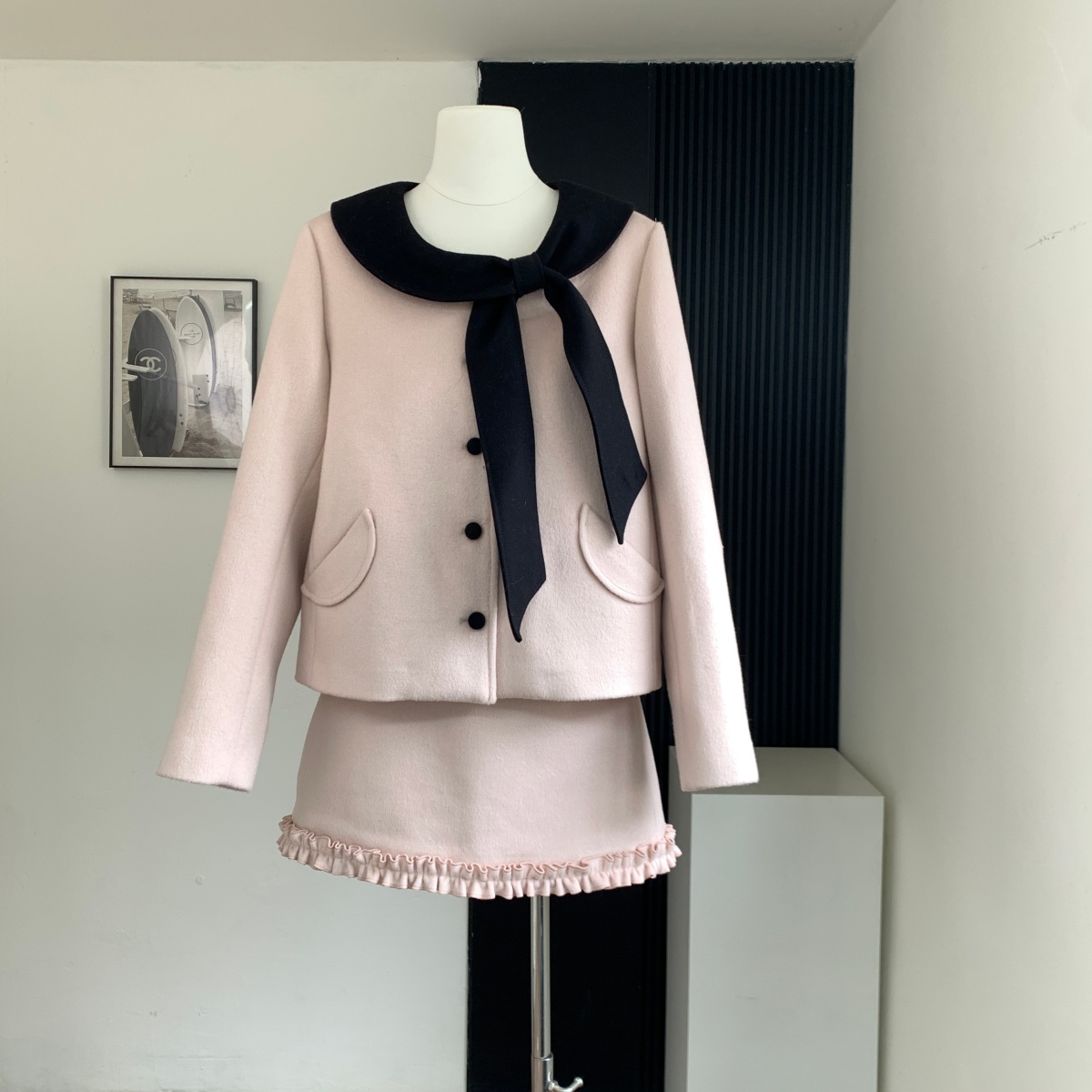 thepeachofficial海德堡情书小香学院风羊毛呢大衣半身裙套装