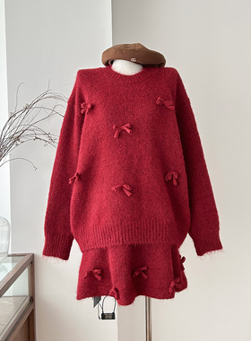 Ssman双色 小圣代秋冬温柔风巨显瘦休闲风时尚宽松针织套装