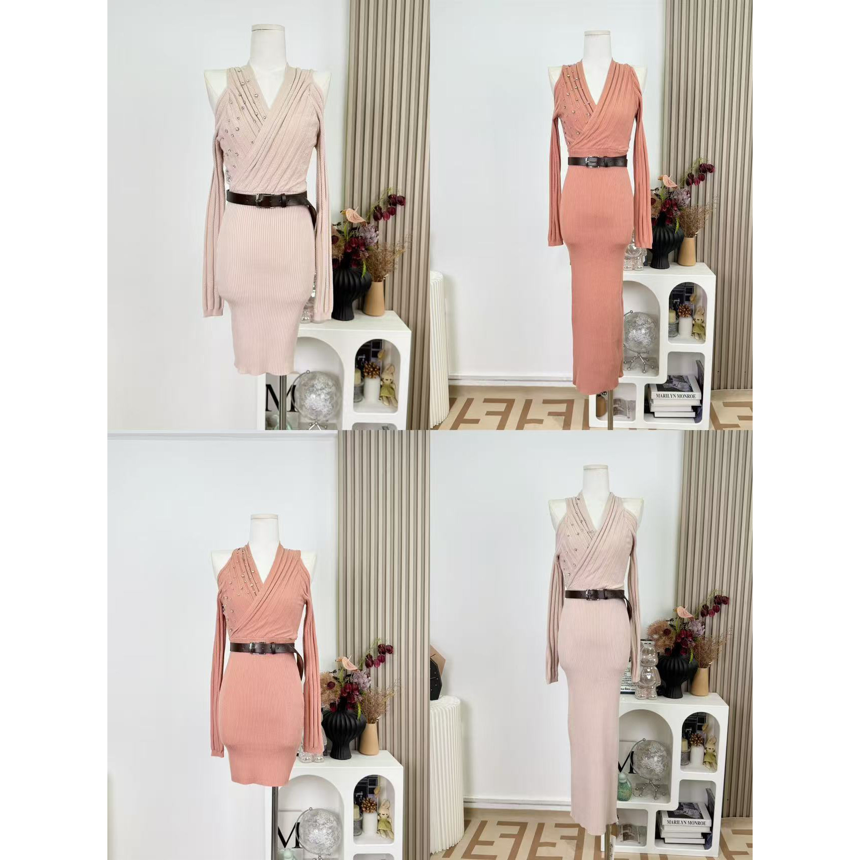 WW定制纤腰密语显瘦气质针织时尚性感修身小众设计感连衣裙