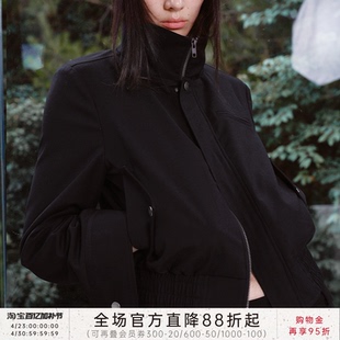 JCAESAR WOMEN 格纹拼接黑夹克 短窄版 多穿着形式  铆钉装饰