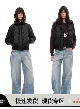 JCAESAR WOMEN 可拆卸袖子两穿环保皮羽绒服 90白鸭绒 定制螺纹