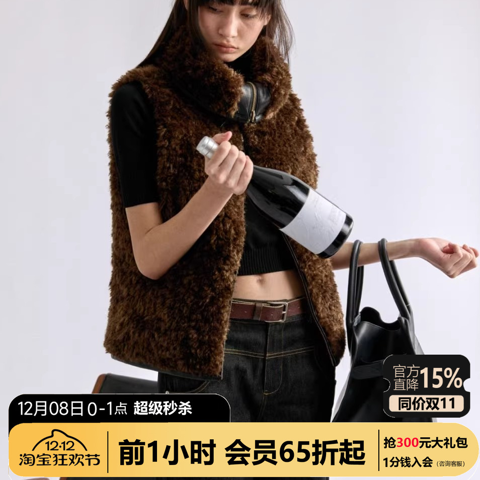 JCAESAR WOMEN 双面穿皮草马甲 90%白鸭绒 排骨羽绒服 保暖御寒