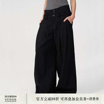 JCAESAR双腰前插袋打褶长裤