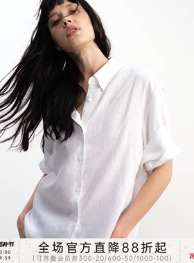 JCAESAR WOMEN 天丝亚麻卷边短袖衬衫 肌理质感 宽松慵懒白衬衣