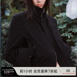 铆钉装 JCAESAR 饰 多穿着形式 短窄版 WOMEN 格纹拼接黑夹克