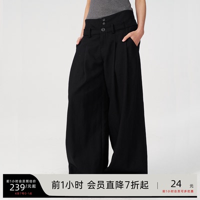 JCAESAR双腰前插袋打褶长裤