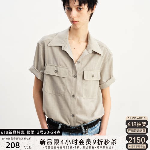 JCAESAR WOMEN 猎装短袖衬衫 仿亚麻面料舒适透气 宽松版型 双色