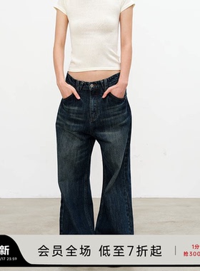 JCAESAR WOMEN 低裆双口袋闪电蓝牛 12oz纯棉 水洗做旧 低腰设计