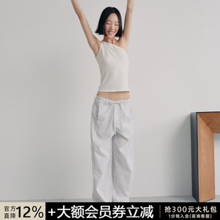 天丝羊毛混纺 JCAESAR 扭结单肩背心 TOP 自然褶皱柔软上衣 TANK