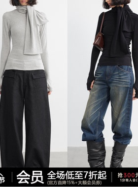 JCAESAR WOMEN 围巾打底衫半指长袖 优可丝棉 领口系带卫衣 多色