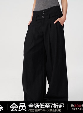 JCAESAR PLEATED PANTS 双腰前插袋打褶长裤女 休闲阔腿慵懒感