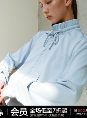 JCAESAR WOMEN 打揽领抽绳拉链卫衣 高密纱线太空棉 合体修身