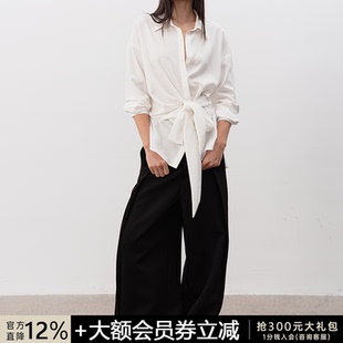 亚麻天丝混纺 纽结系带白衬衫 可调节扭结设计 WOMEN JCAESAR