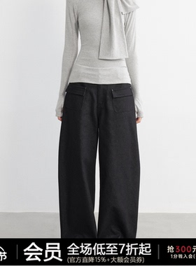 JCAESAR WOMEN 前翻袋弯刀磨毛黑牛 反面磨毛工艺 微刀直筒牛仔裤