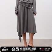 WOMEN 堆褶半裙 天丝醋酸混纺 JCAESAR 中低腰型 不规则波浪下摆