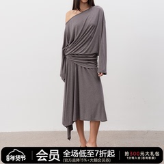 JCAESAR WOMEN 斜肩长袖上衣 天丝醋酸混纺 不对称 多层褶皱 多色