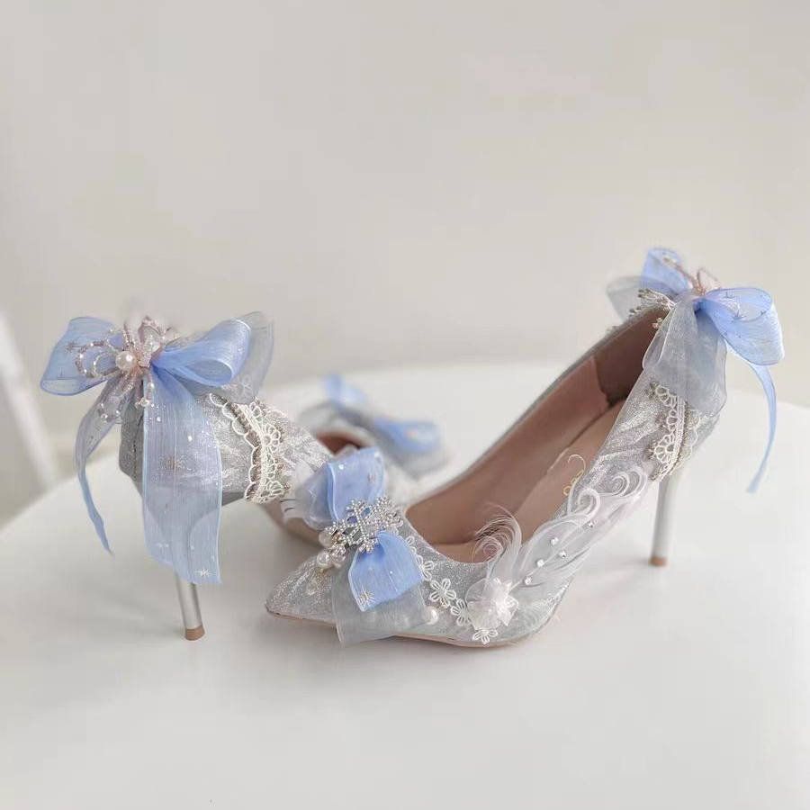 lolita花嫁茶会高跟鞋水钻