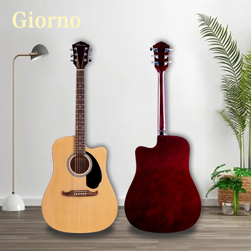 giorno吉奥诺41寸缺角民谣吉他初学者男女云杉吉他学生演奏木吉他