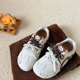 小众丑萌软底板鞋女款2026春季新款百搭德训鞋学生平底休闲运动鞋