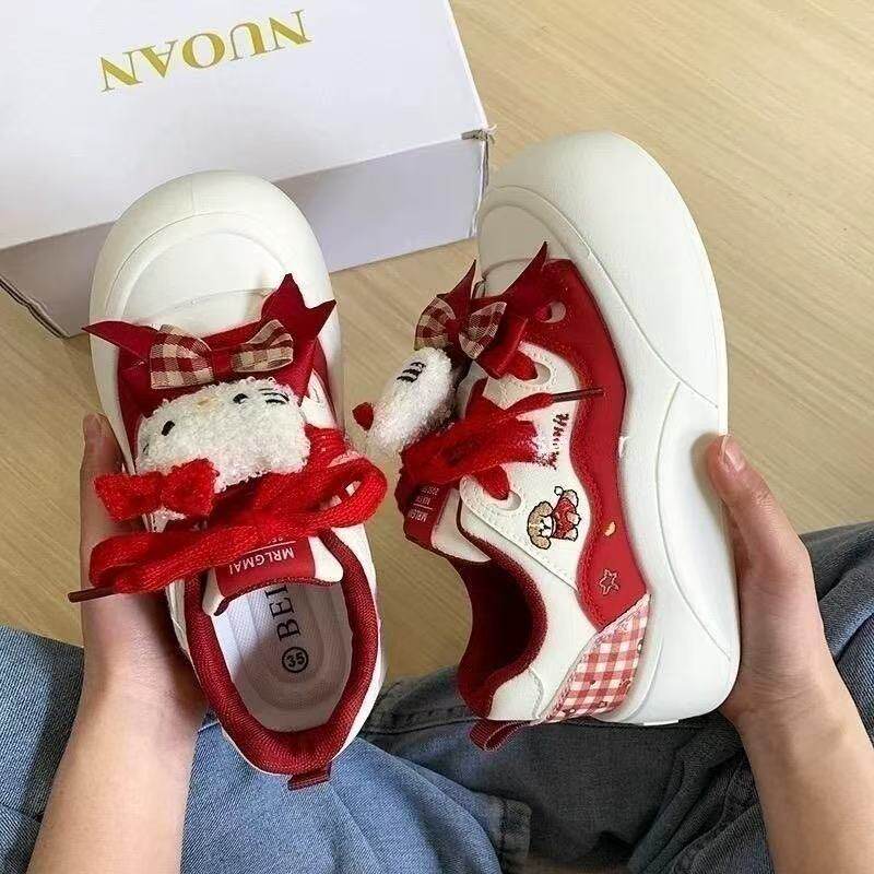 丑萌Kitty厚底小白鞋女2026春季款chic小众韩版百搭学生运动板鞋