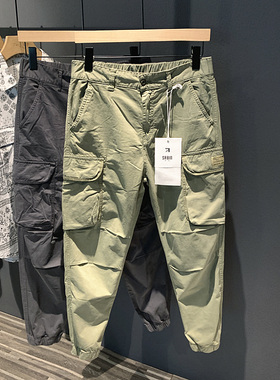 Hi man意大利进口TESTA面料多口袋工装休闲裤男士潮流小脚锥形裤