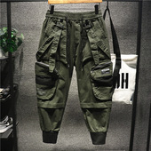 man美式 街头机能痞帅工装 背带裤 男ins高街潮流休闲束脚吊带裤