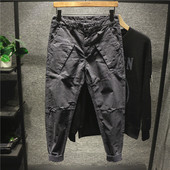 男士 man秋季 小脚工装 拼接设计师潮牌休闲裤 修身 百搭长裤 韩版 裤