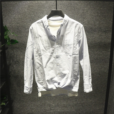 商务长袖衬衫翻领文艺日系