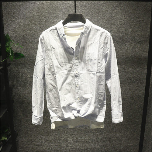 商务长袖衬衫翻领文艺日系