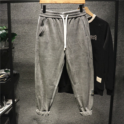 港风简约纯色束脚休闲裤男士