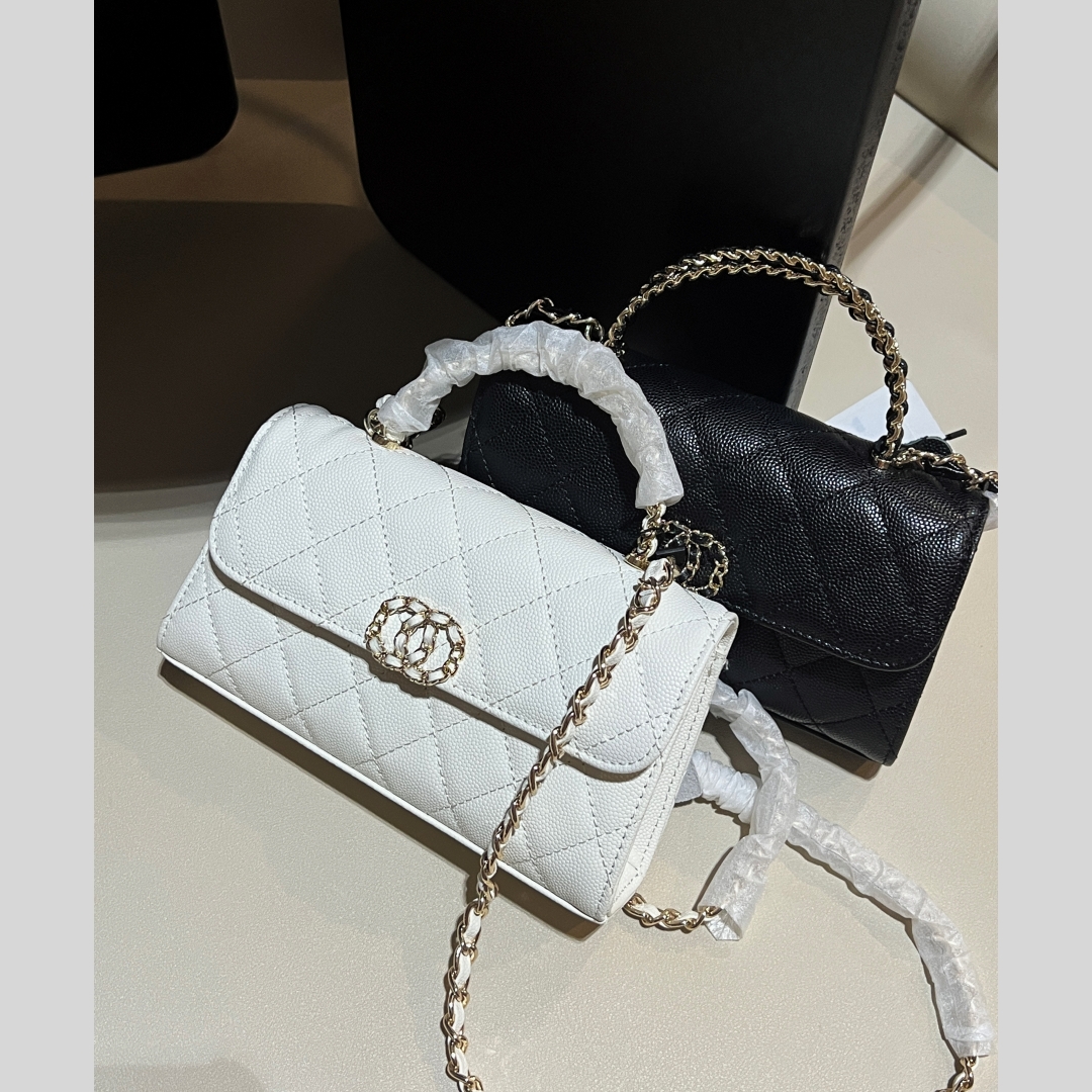 【A39#编码】小香风25ss系列白雪公主凯莉包真皮鱼子酱手提斜挎包