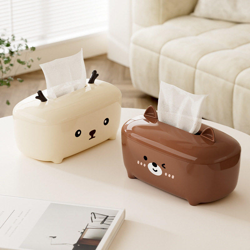桌面纸巾盒可爱卡通表情抽纸盒多功能手机支架床头客厅纸抽盒女生