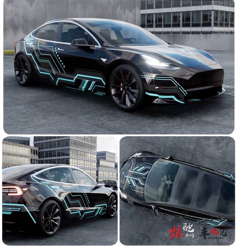 特斯拉Model3车贴拉花Model Y ModelS车身闪电运动改装机盖贴纸