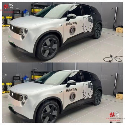 糯玉米KT猫车贴拉花 零跑T03 缤果S萤火虫车身凯蒂猫卡通改装贴纸
