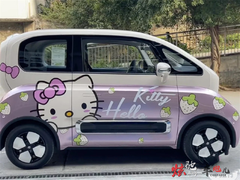 宝骏KIWI EV车贴拉花宝骏E300 E200KT猫车身五菱宏光MINI卡通贴纸