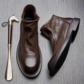 高帮皮鞋 外贸英伦风马丁靴男士 时尚 真皮头层牛皮切尔西靴子男皮靴