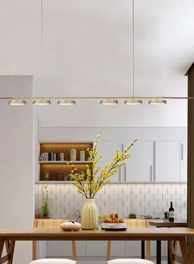 全铜餐厅吊灯现代简约个性创意餐桌吧台灯北欧设计师长条LED灯具