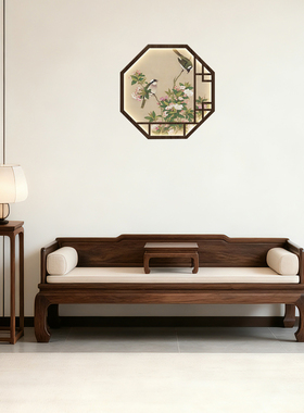 新中式黑胡桃木罗汉床实木家用大小户型榻榻米民宿禅意轻奢沙发床