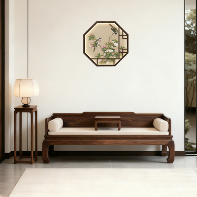 新中式黑胡桃木罗汉床实木家用大小户型榻榻米民宿禅意轻奢沙发床